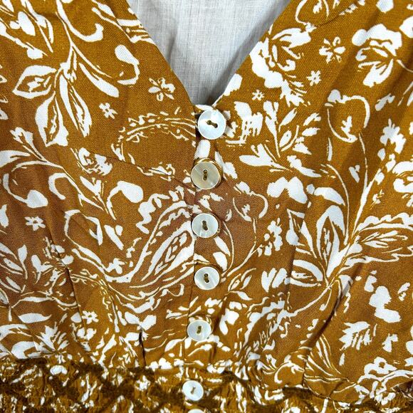 eShakti Wayward Fancies Sz 2X Floral V Neck Smocked Midi Dress Cottagecore Boho - Picture 8 of 14